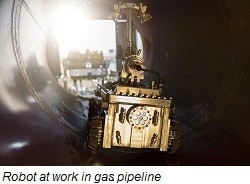 Robot inside a National Grid gas pipeline