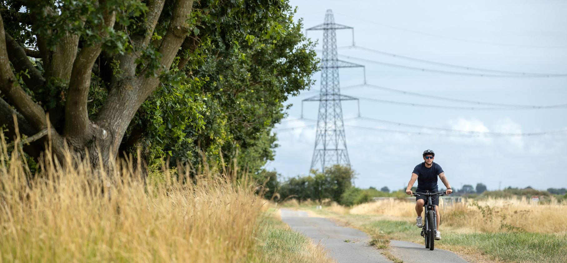 Man cycling near Bicker Fen