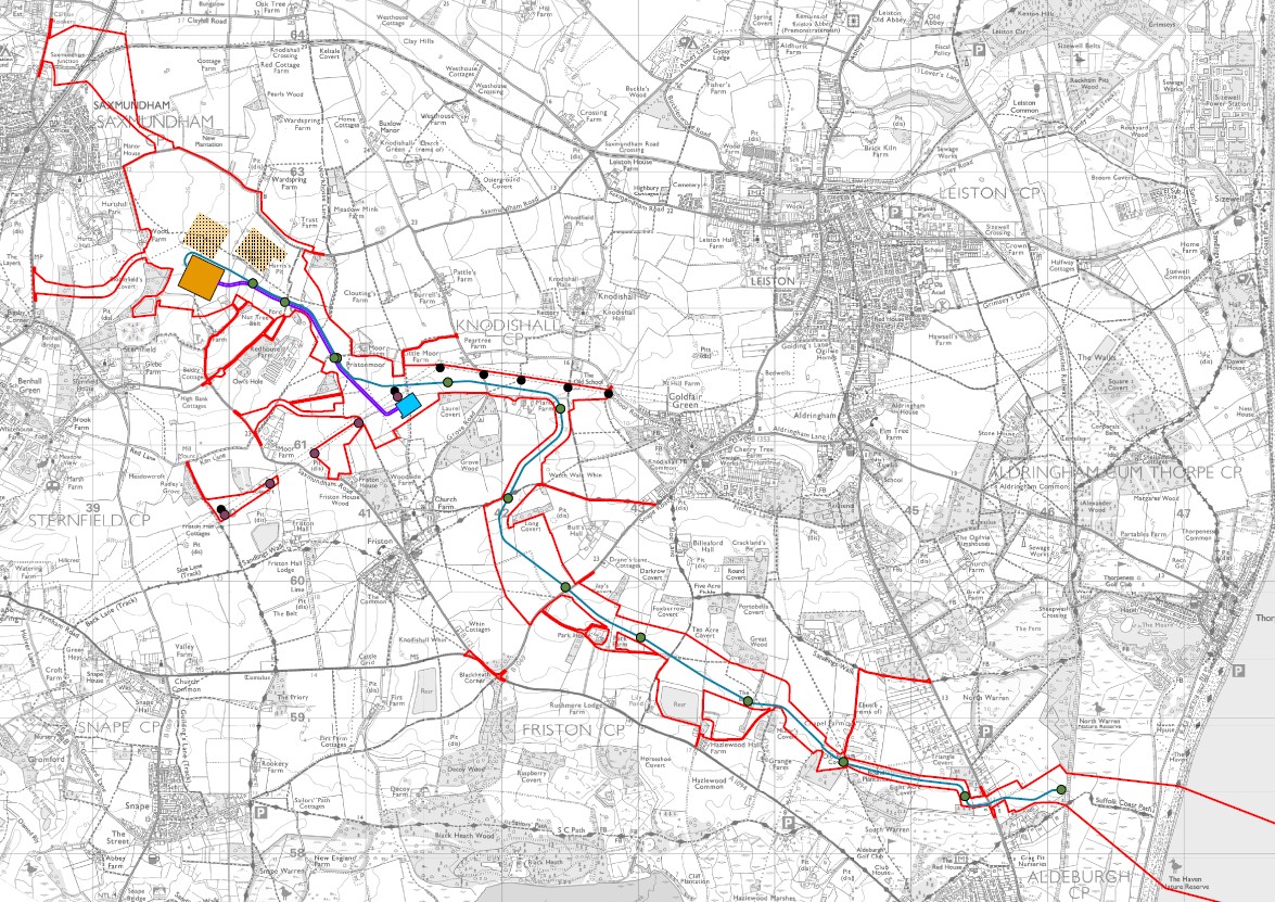 Map summarising the Sea Link statutory consultation proposals in Suffolk