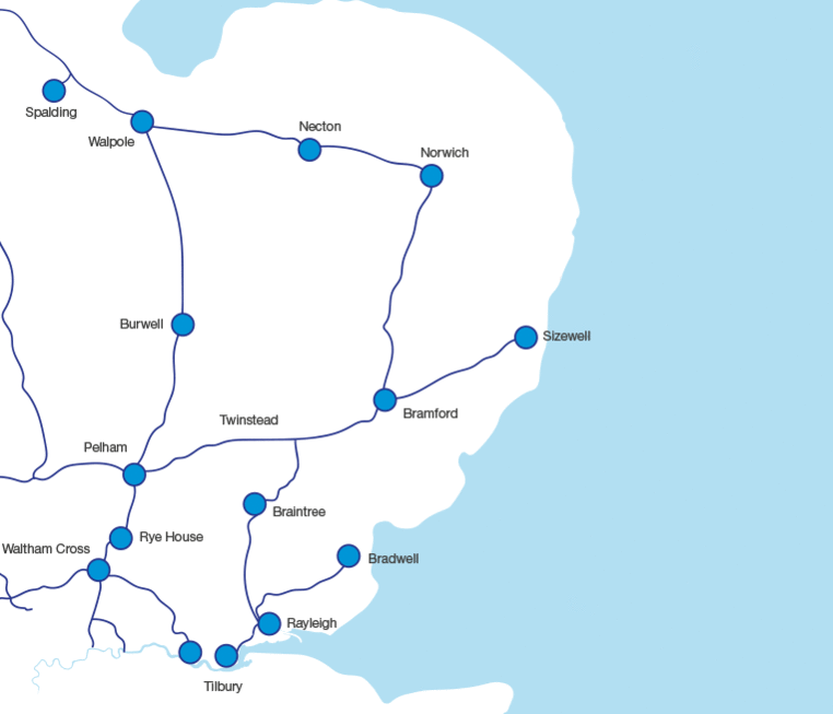 The existing transmission network in East Anglia