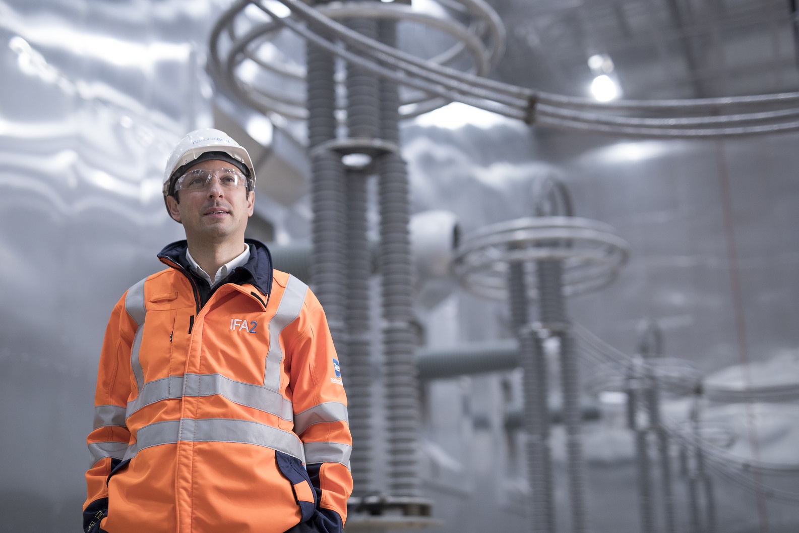 Personnel at the IFA2 interconnector site.