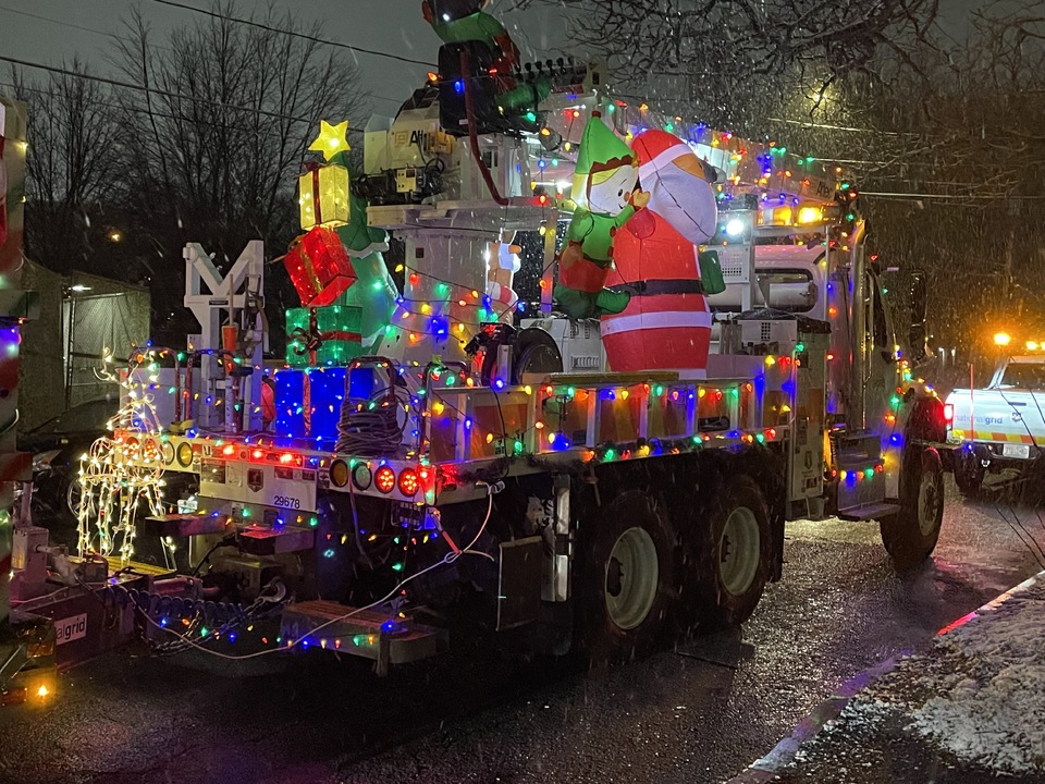 Trucks with festive lights
