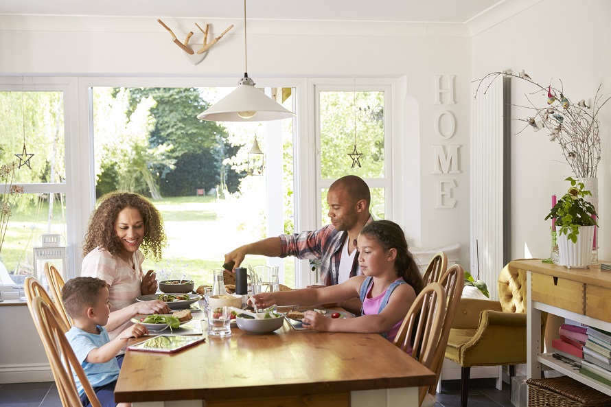 Family members having dinner