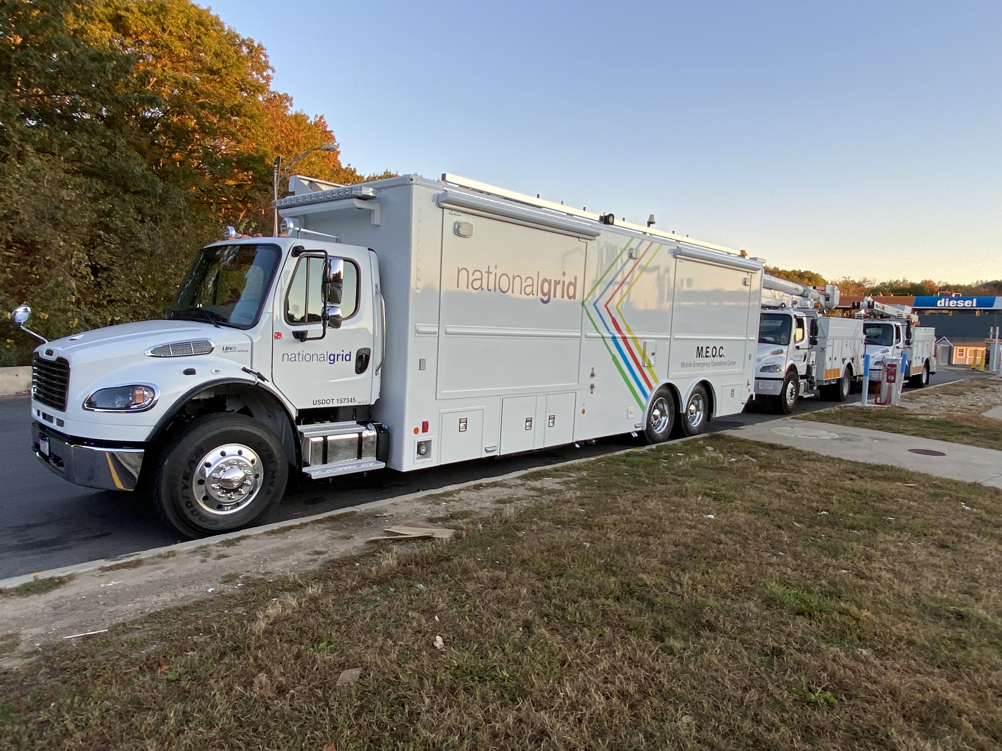 A Large Vehicle followed by other vehicles