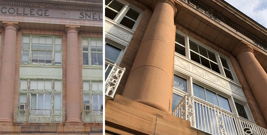 Two views of the building