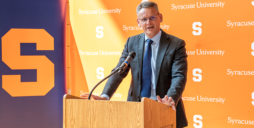 A man giving the speech