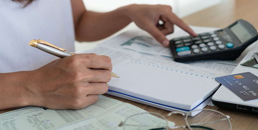 A person doing calculations