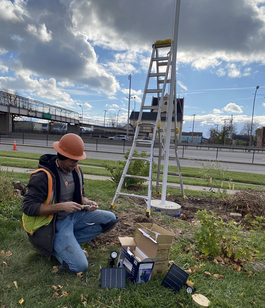 Installed a flagpole and two solar-powered lights