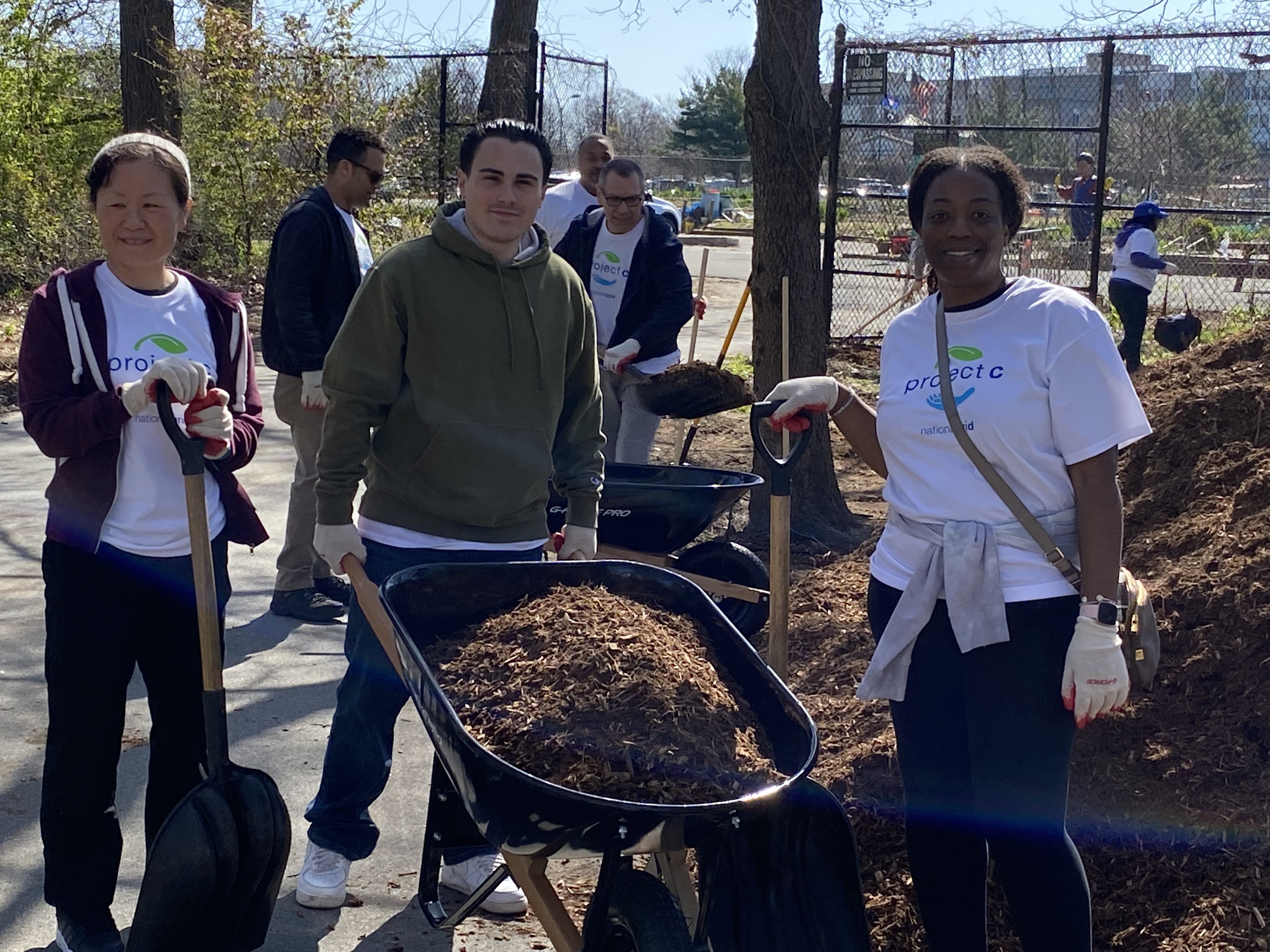 Community volunteers working in park cleaup