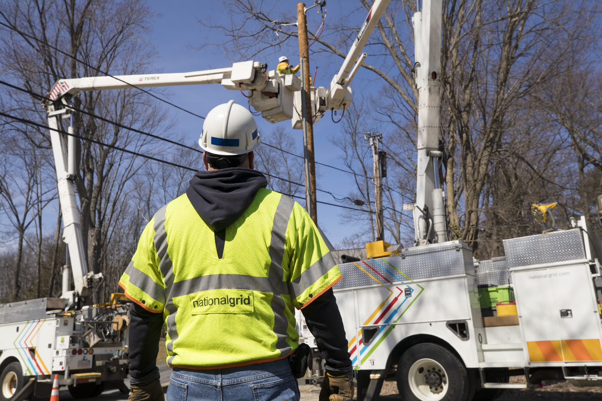 Restoring power lines after storm 