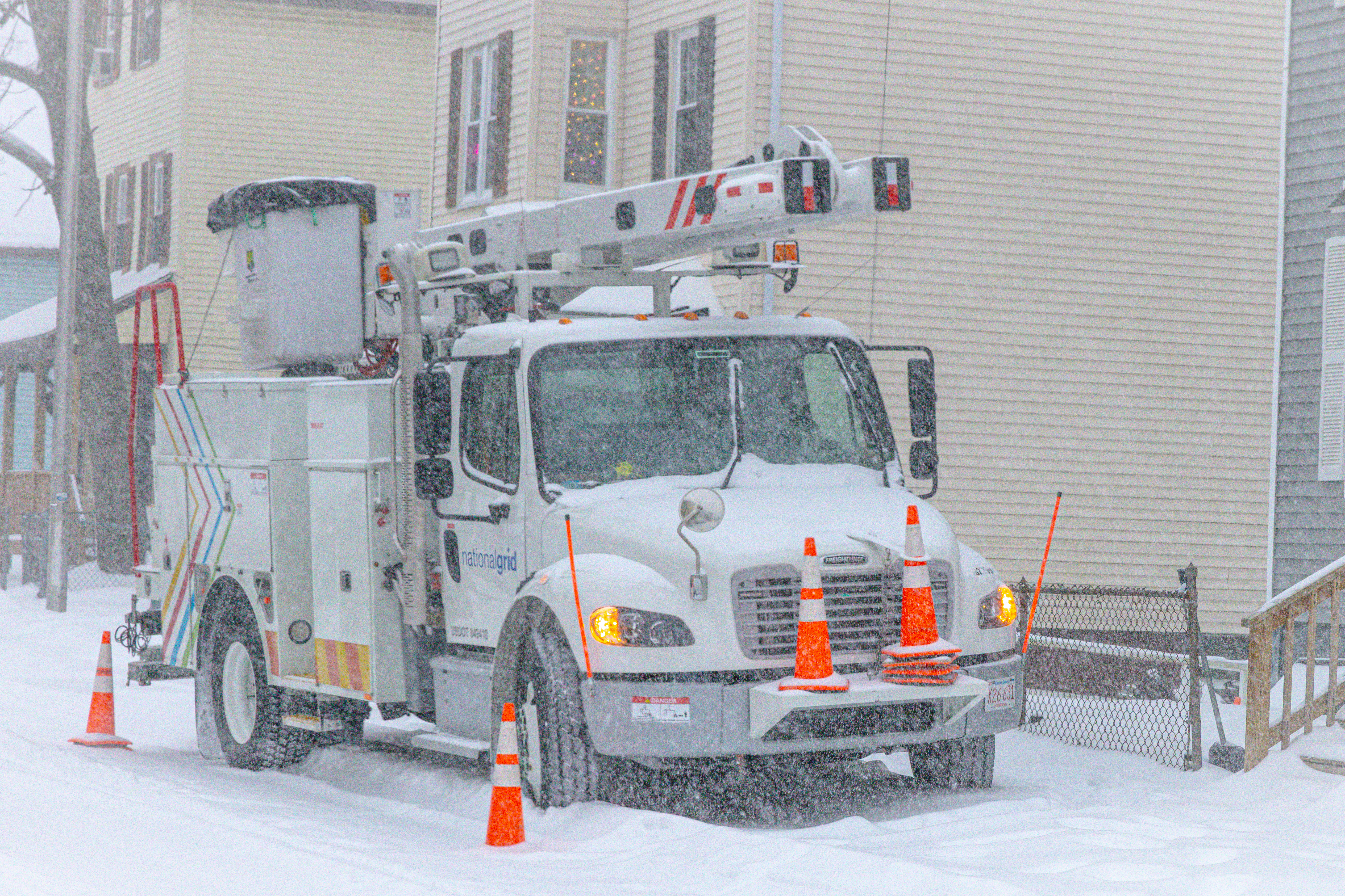 Strom response crew truck in snow 