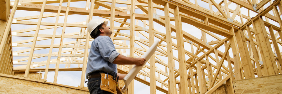 Architect in house frame