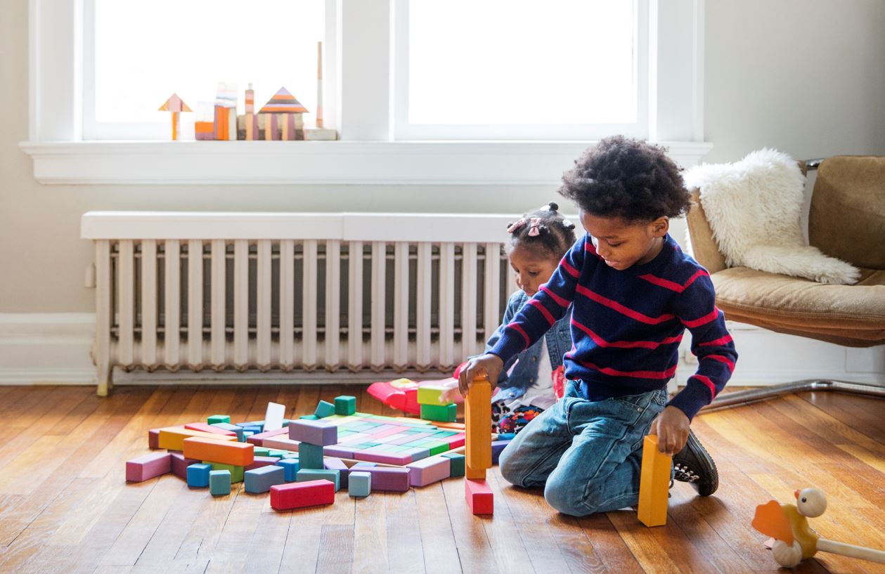 Children playing blocks