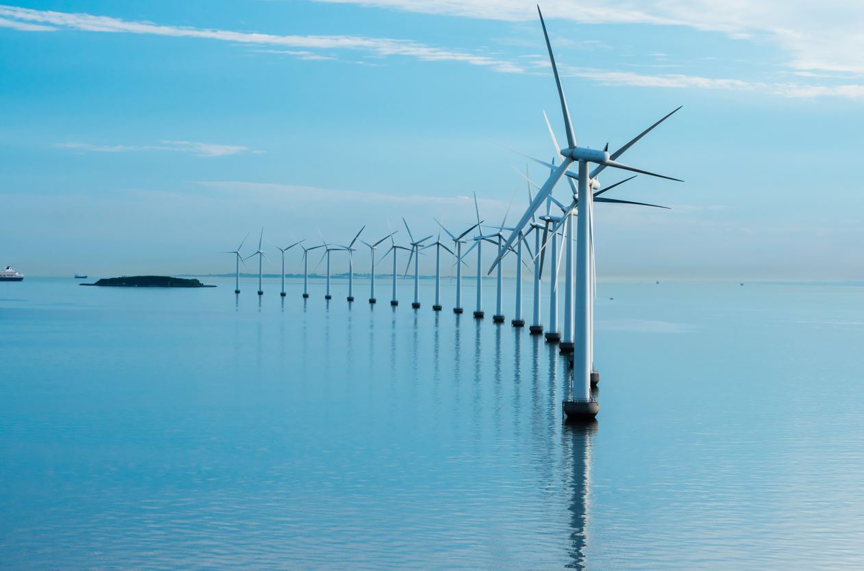 Wind farm in the sea