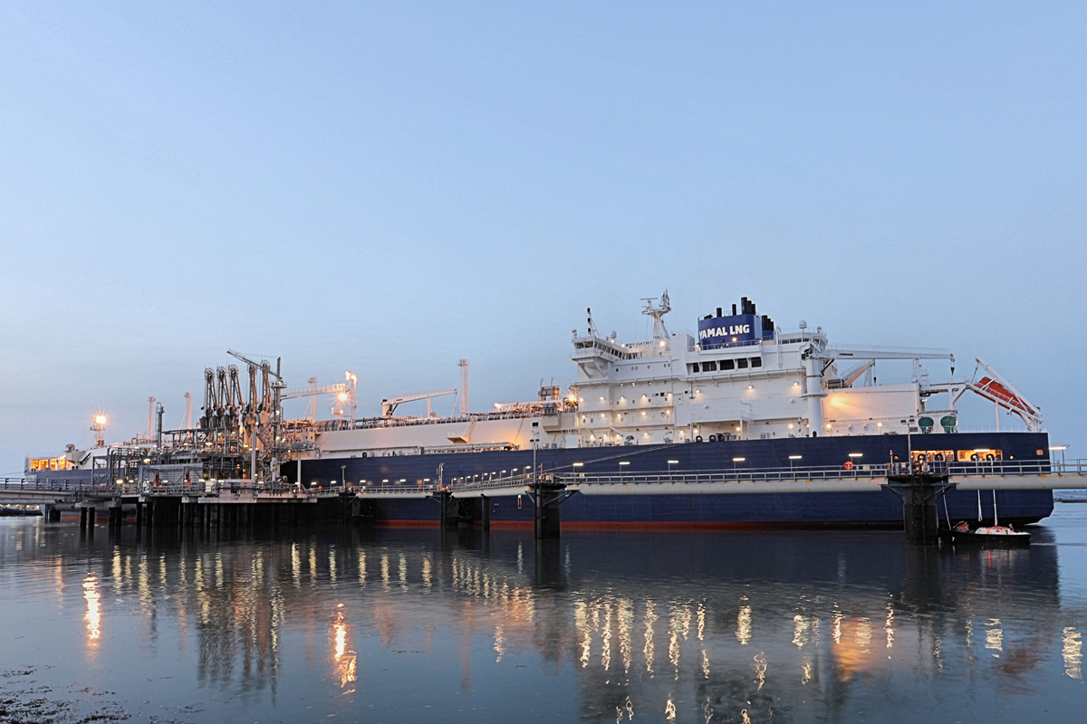 The ice breaker ARC7 berthed at the Grain LNG terminal on the Isle of Grain in Kent - image used for the National Grid story 'Grain LNG receives 30 ships in three months, helping to secure the UK's gas supply'