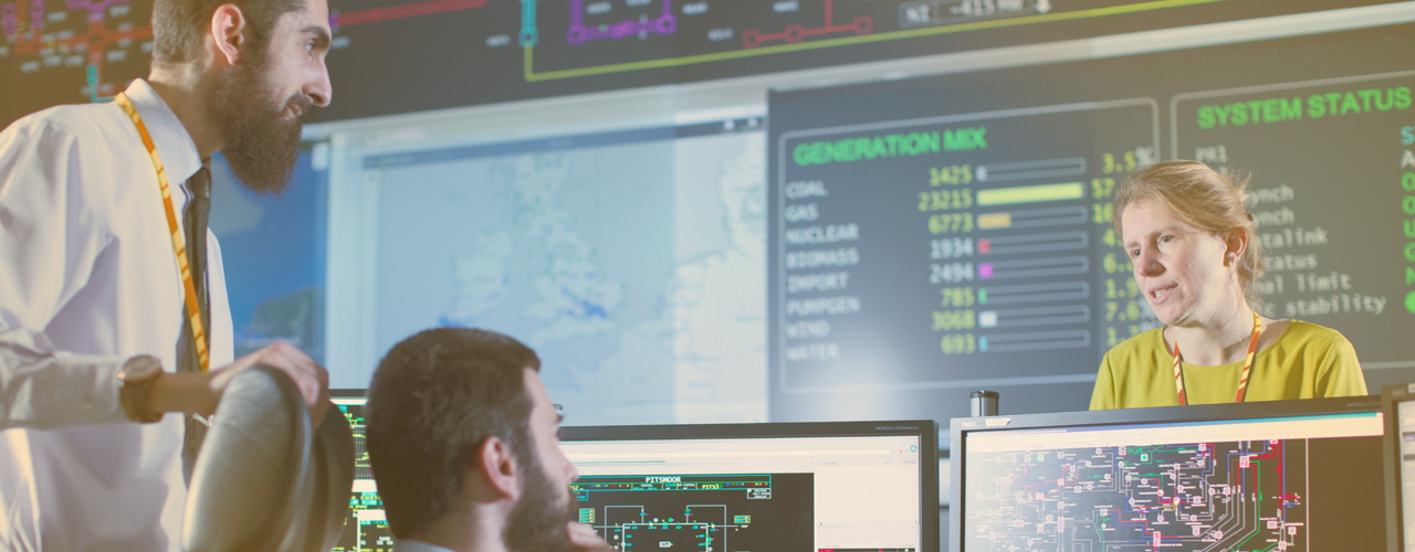 Colleagues in electricity control room