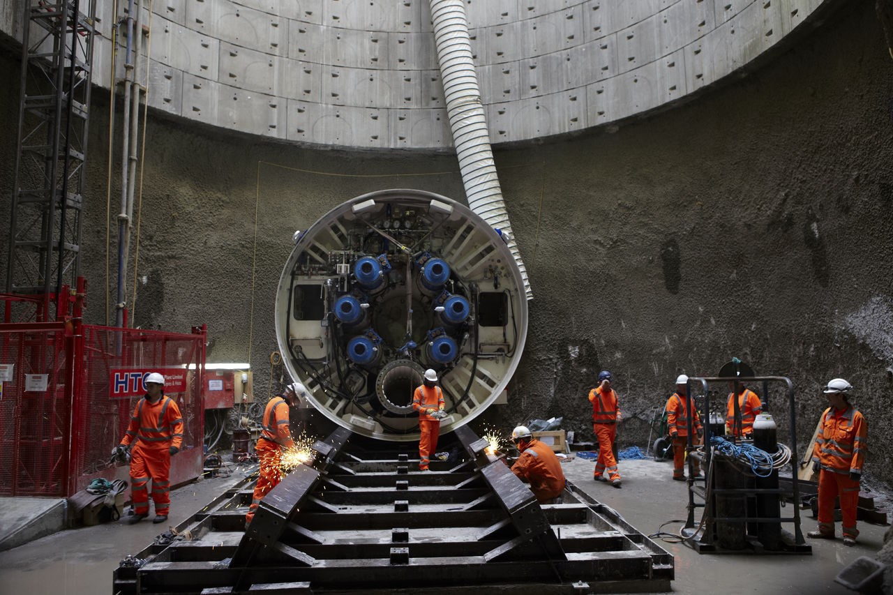 National Grid tunnel boring machine cutting tunnels under London
