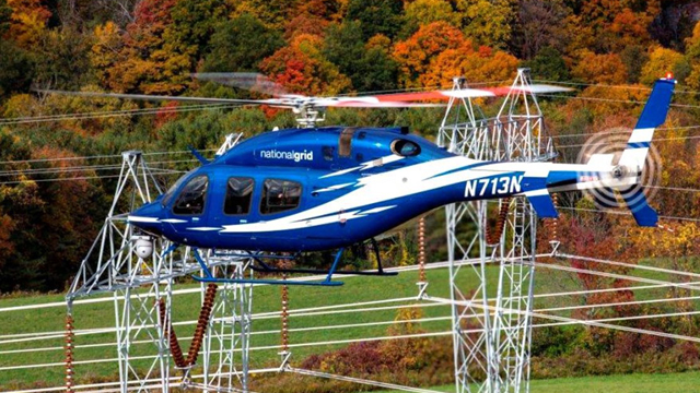 National Grid helicopter in the US inspecting power lines