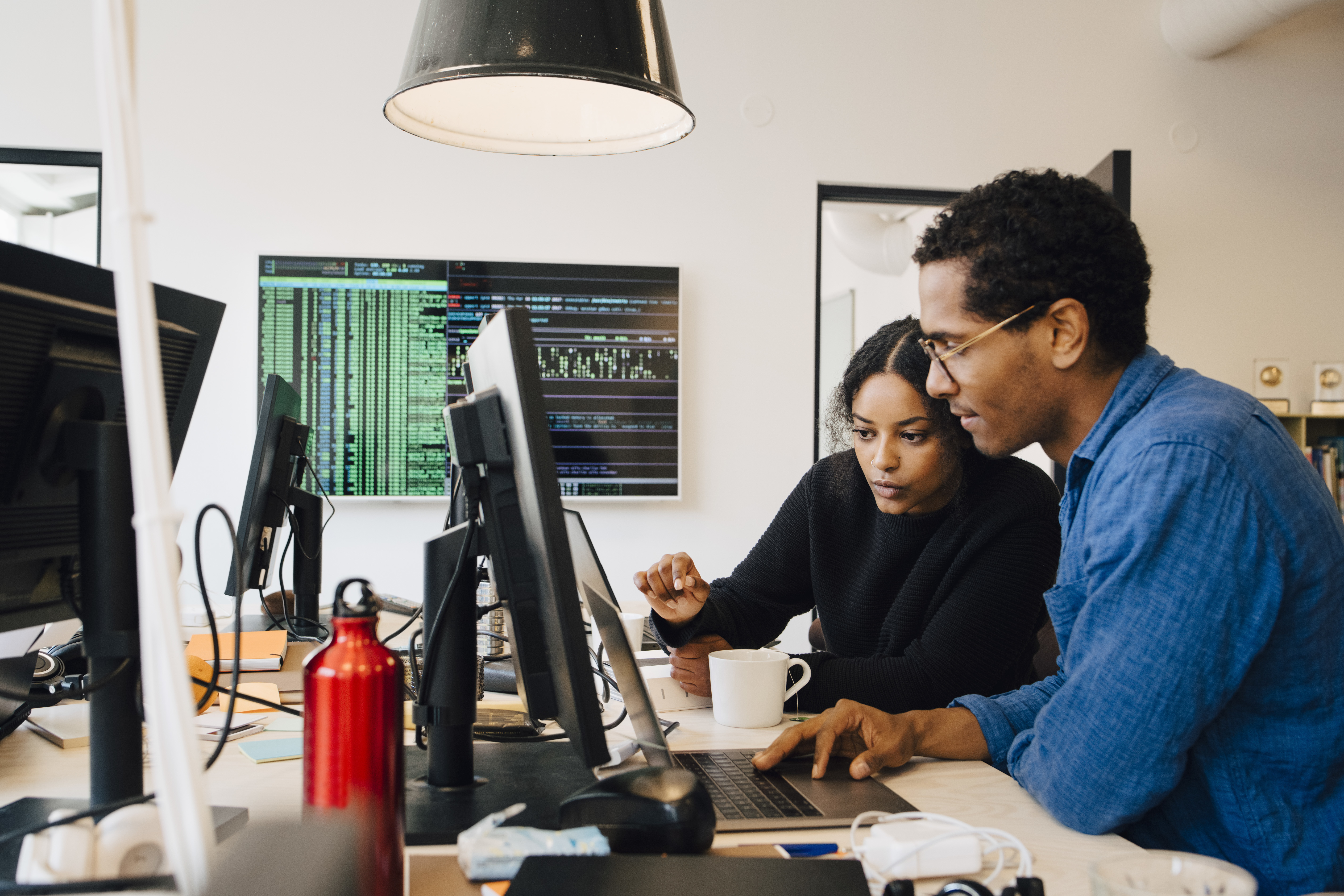 People working at a desk