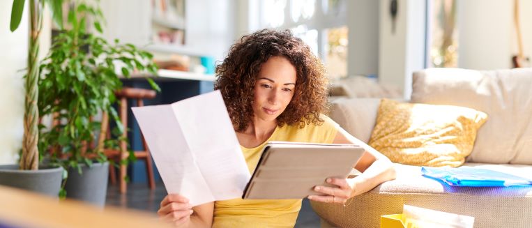 Woman reading documents