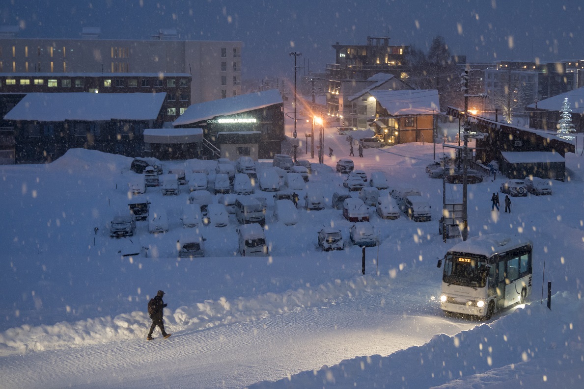 Road and buildings in snow for National Grid article