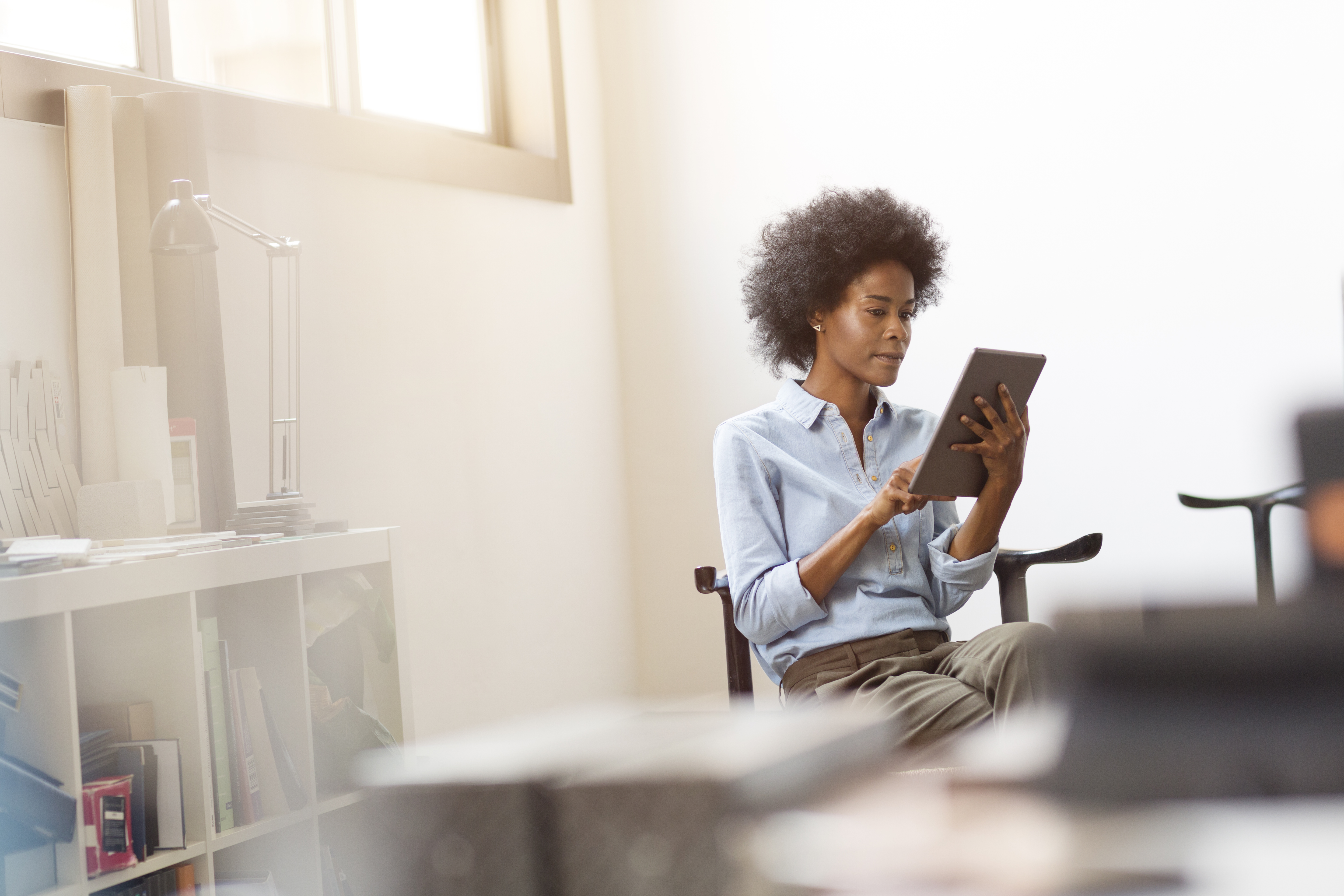 Woman using iPad