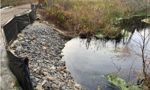 Pond with stone culvert