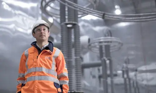 Personnel at the IFA2 interconnector site.