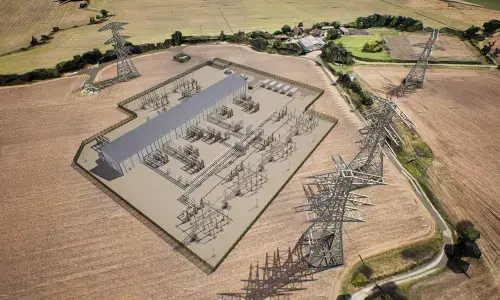 A CGI image of Birkhill Wood substation