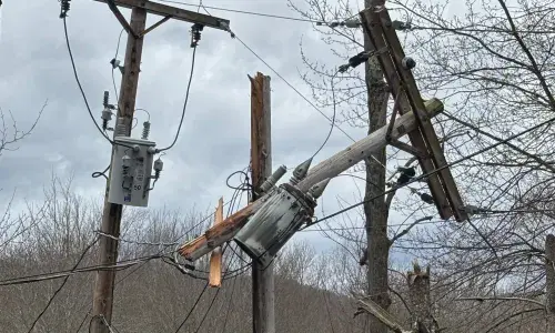 Utility pole broken during a storm