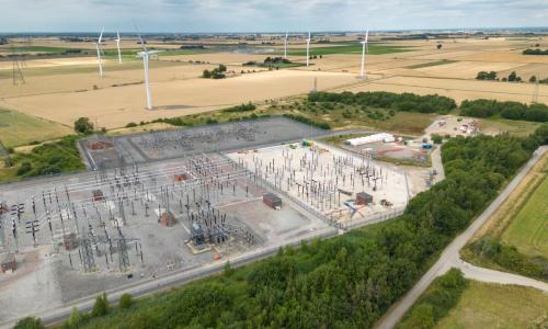Aerial view of National Grid's Bicker Fen substation