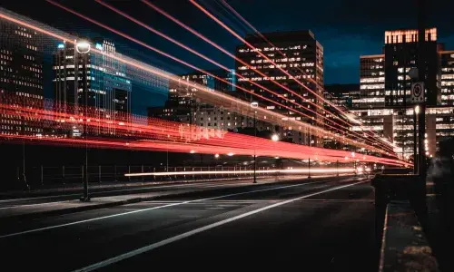 City lights and lines at night