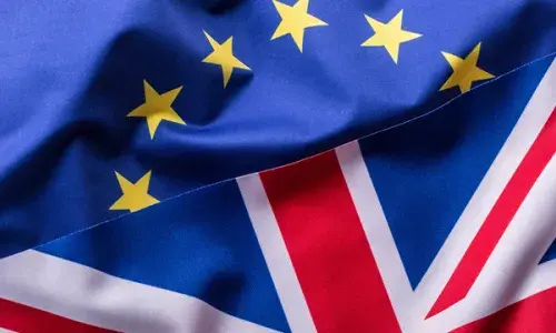The UK and EU flags next to each other