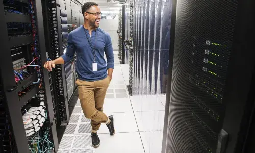 Man stood in server room