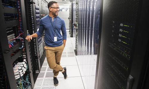 Man stood in server room