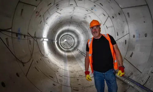 Graham Boanas in National Grid's tunnel under the Humber