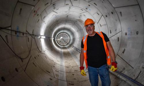 Graham Boanas in National Grid's tunnel under the Humber