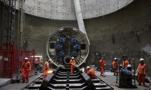 National Grid tunnel boring machine cutting tunnels under London