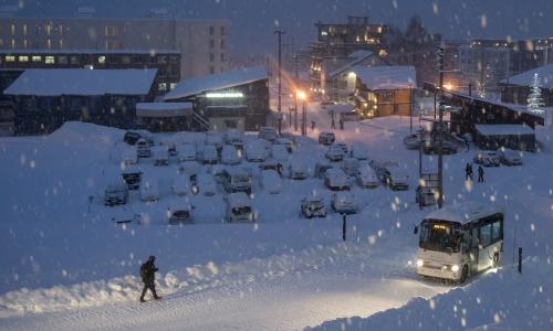 Road and buildings in snow for National Grid article