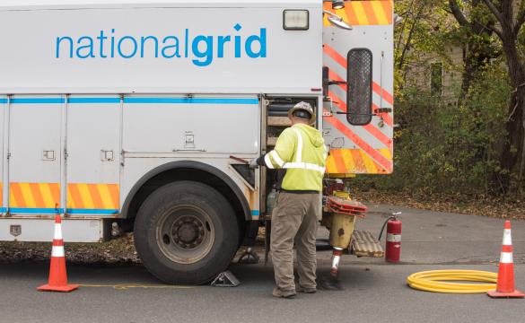 National Grid truck and employee