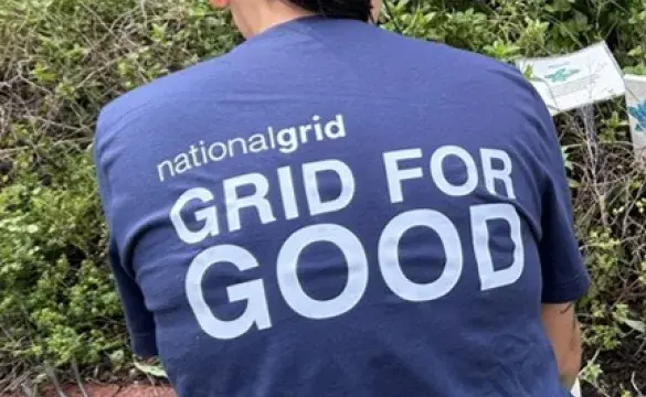 Grid for Good text on t-shirt