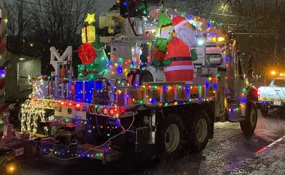 Trucks with festive lights