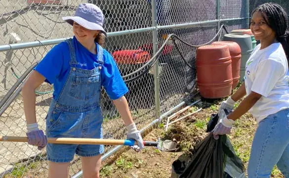 Volunteers maintaining a neighborhood garden