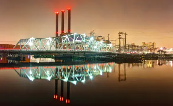 Industrial power plant at night