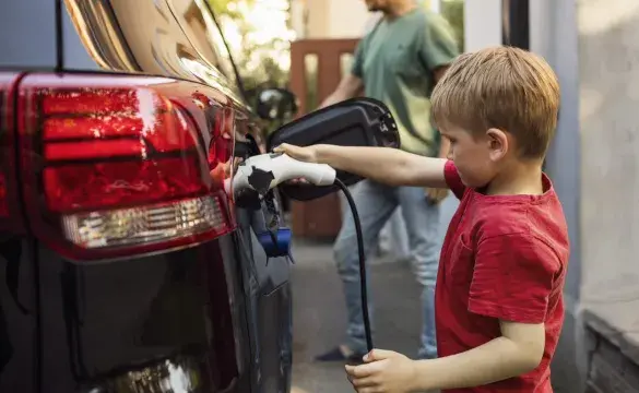Child charging an electric car