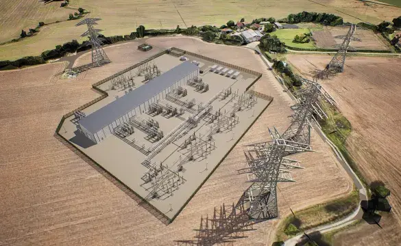 A CGI image of Birkhill Wood substation