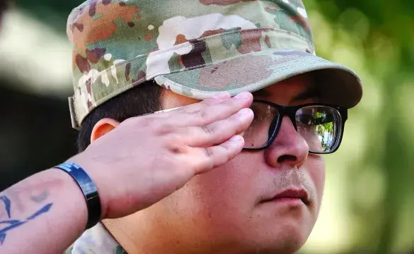 Saluting serviceman