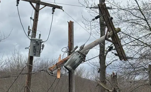 Utility pole broken during a storm