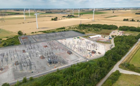 Aerial view of National Grid's Bicker Fen substation