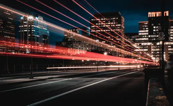 City lights and lines at night